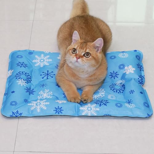 Cooling Mat for Dogs and Cats, Foldable Gel Cooling Mat with Ice Crystal Powder, Blanket Water Injection Cool Pet Pad for Cat Indoor Outdoor Summer Use, 15.7" X19.6" - size: Medium