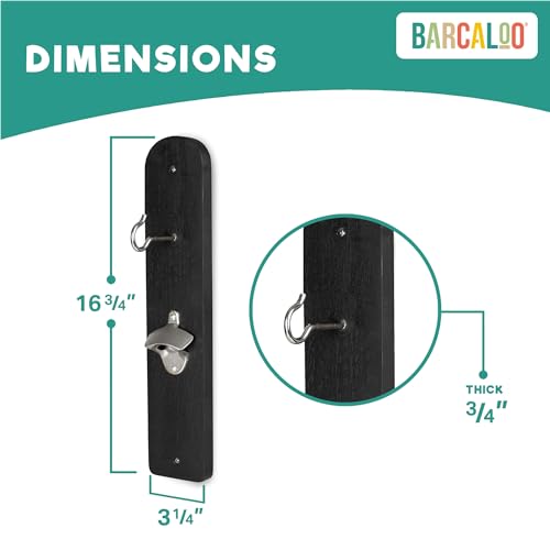Barcaloo Hook and Ring Game with Bottle Opener and Magnetic Bottle Cap Catch - Adult Ring Toss Game for Both Indoor and Outdoor Use - color: Black