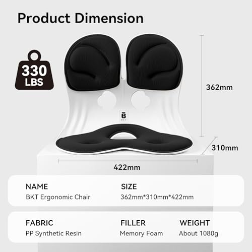 BKT Seat Cushion Chair Ergonomic Office Chair Cushions Lumbar Support for Seat Pillow Ideal for Students Office Workers Nursing Mothers Long Sitting Outdoor Fishing Floor (L-Black) - color: L-black