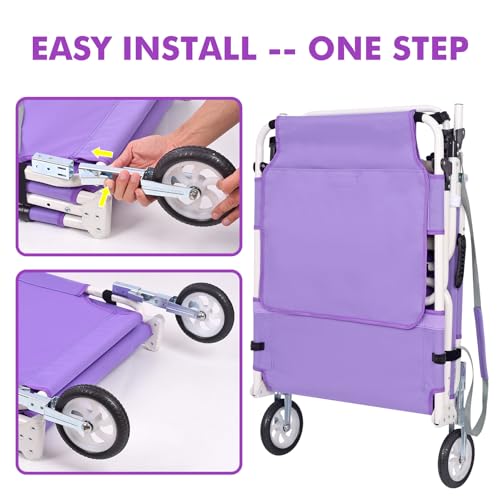 Wheel-To-Go Oversized Tanning Chair with Face Hole & Wheels | Portable Heavy Duty Folding Lounge Chair | Outside Sunbathing Reading Relaxing Beach Poolside Lawn | XL Wide | 330 LBS (Patent Design) - color: Purple, style: Oversized + Sun Canopy Style