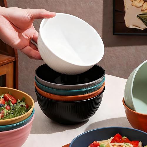 Wheat Straw Bowls Set of 4, Microwave & Dishwasher Safe, Lightweight BPA Free Bowls for Cereal, Soup, Salad & Oatmeal (Multicolor) - color: Multicolor