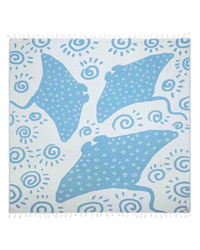 Sand Cloud Extra Large Turkish Beach Towel - Sand Free - 100% Organic Turkish Cotton Yarn - Quick Dry Towel for Beach, Picnic, Blanket or Bath - As Seen on Shark Tank - Marine Life (Manta Ray) - color: Manta Ray, size: X-Large