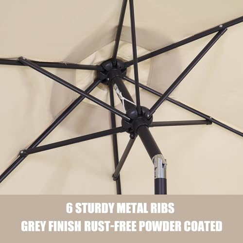 GDY 7.5ft Patio Umbrella Outdoor Umbrella with Tilt, Crank and Umbrella Weighted Base, for Yard/Outdoor/Wedding Parties and Events (Khaki) - color: Khaki, size: Umbrella+Base
