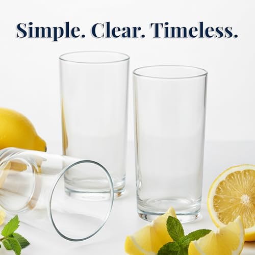 US Acrylic Classic Clear Plastic Reusable Drinking Glasses (Set of 6) 16oz Water Cups | BPA-Free Tumblers, Made in USA | Top-Rack Dishwasher Safe - color: Clear, size: Water Tumblers