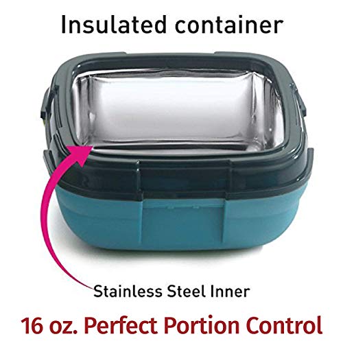 Pinnacle Insulated Leak Proof Lunch Box for Adults and Kids - Thermal Lunch Container With NEW Heat Release Valve 16 oz ~Set of 2~ Blue-Pink - color: Blue-Pink