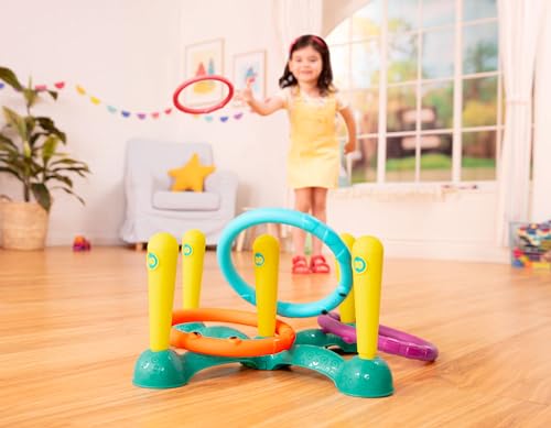 B. toys – Ring Toss Game – Indoor & Outdoor – Sling – a – Ring Toss – 12 Pieces – 5 Pegs & 5 Colorful Rings – for Toddlers, Kids – 3+ Years - style: Ring Toss Game