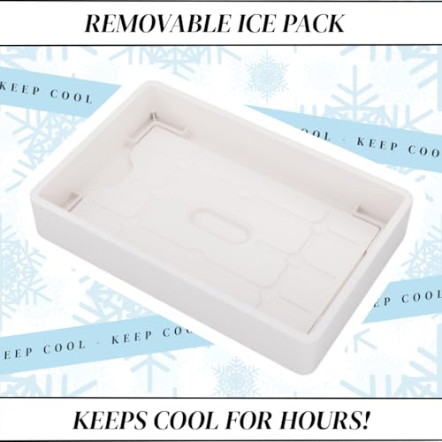 Charcoolerie Chilled Snackle Box, Divided Serving Tray, with Ice Pack and Bonus Insulated Carry Bag, with Leak-Resistant 4-Latch Lid, 16 Compartments, Keeps Snacks Cold for Hours, Gift-Ready Packaging