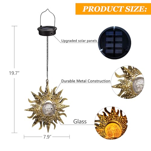 Solar Lights Outdoor Garden Decor Hanging Lanterns Decoration Metal Sunflower Gifts Waterproof for Yard Clearance Front Porch Lawn Driveway Patio Backyard Pathway Gardening Gift - size: 1 Pack