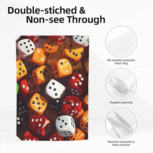 games dice set Printing Garden Flags 12x18in for Yard Decoration with 3cm Pole Position Width (Flag Only, No Flagpole Included)