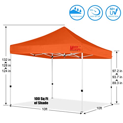 MASTERCANOPY Pop Up Canopy Tent Commercial Grade 10x12 Instant Shelter (Orange) - color: Orange, size: 10x10