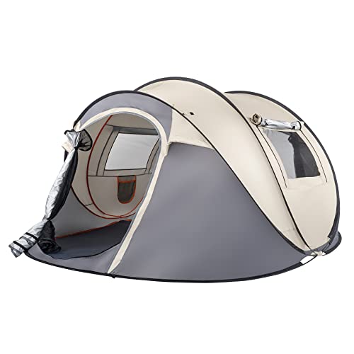 4 Person Easy Pop Up Tent for Camping,Waterproof Automatic Setup 2 Doors-Instant Family Tents with Vestibule & Porch, Large Size Family Tent Automatic Setup for Camping Hiking & Traveling