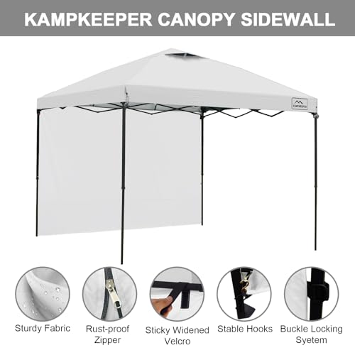 KAMPKEEPER 10X10 Canopy Tent Sidewalls with Zipper for Canopy Frame, 3Pcs Sunwalls Only, UPF50+ Waterproof Side Walls(White) - color: White