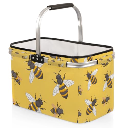 40L Large Picnic Basket Leak-Proof Folding, Internal Support Does Not House Warming Gifts New Home, Wedding Gifts for Couple - color: Bee(style 1)