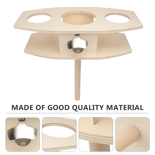 Detachable Wooden Beer Rack Ground Insert Outdoor Wine Stake Drink Holder for Picnics Easy to Assemble 1-Piece Khaki Design