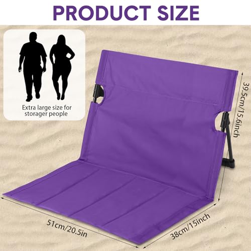 Jetec Foldable Floor Backrest Chair Portable Camping Chair with Storage Bag Light Weight Lazy Seat for Indoor Outdoor Bed Ground Park Lawn Concerts Beach Hiking - color: Purple, size: X-Large