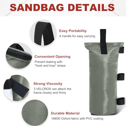 ABCCANOPY Canopy Weights Set of 4-120LBS Sand Bags for Pop up Tent, Weight Bags for Outdoor Gazebo, Trampoline, Pergola, Gray (Without Sand) - color: Gray, size: 120lbs