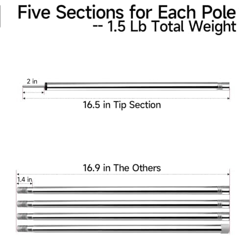 SANLIKE Stainless Steel Tarp Poles, 6.6' Set of 2, 0.63' Dia, Water Resistant, Tube Style, Camping, Hiking, Backpacking - color: 6.6' - Set of 2 - 0.63' Dia
