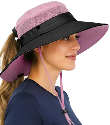 GearTOP Safari Hat for Men Sun Hats for Women UV Protection UPF 50+ Fishing, Gardening, Hiking Hat (22-23 1/2") - color: Light Pink Grey Standard
