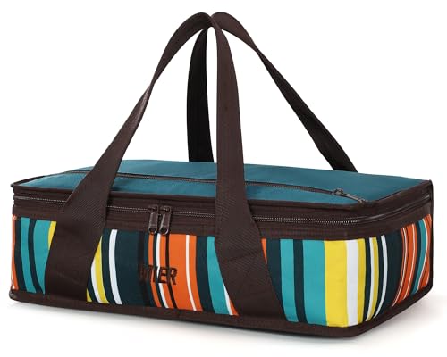 MIER Insulated Casserole Carrier for Hot or Cold Food Thermal Food Carrier Bag for Lasagna Potluck Parties Picnic Cookouts, Fits 9"x13" Baking Dish/Foil Pan, Blue - color: Blue, size: 16 x 10 x 4 inches