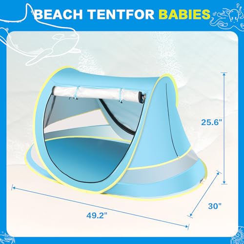 Baby Beach Tent, Pop Up Toddler Travel Bed for Boys or Girls, Sun Shade for Toddler Camping, Infant Portable Sun Shade, Summer Beach Baby - style: Blue Baby Tent