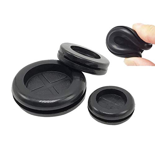 Flyshop 4-Pack Round Rubber Hole Plugs, 27 mm 1-1/16" Drill Hole, 22 mm 7/8" ID, Black Double-Sided Synthetic Rubber Grommets Wire Protection - size: 1-1/16" (Drill Hole Size)