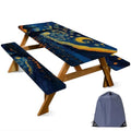 ANNA QUEEN Artistic Starry Night 6FT Picnic Table Cover with Bench Covers Set of 3 with Drawstring Bag, 72"x30" Waterproof Fitted Picnic Tablecloth & Bench Seat Covers for Outdoor Camping Patio - color: #50