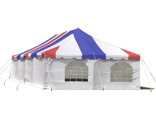 Party Tents Direct 20'x 40' Weekender Canopy Pole Tent with Sidewalls - Easy Up Canopy Tent with 160 Person Capacity - Outdoor Canopies for Parties, Weddings, and Events (Red White and Blue) - color: Red White and Blue, size: 20' x 40'