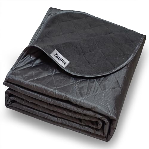 Large Outdoor Waterproof Blanket-Quilted Extra Thick Fleece Windproof Warm Includes Stuff Sack Shoulder Strap Machine Washable,55"x78"-Black - color: Black