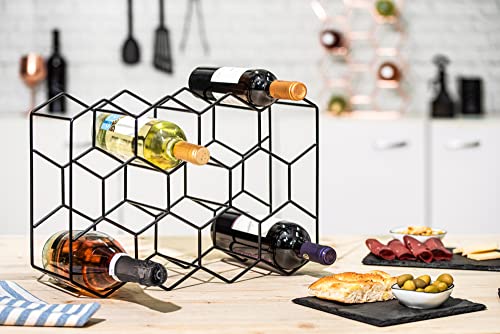 Gusto Nostro Countertop Wine Rack - 14 Bottle Freestanding Modern Black Metal Small - 3 Tier Tabletop Wine Holder Stand for Cabinet, Pantry - Wine Racks Countertop - No Assembly Required - color: Black, size: 14 Bottles