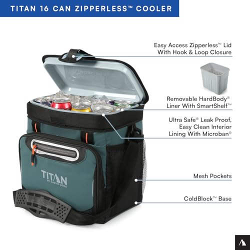 Titan by Arctic Zone Deep Freeze Cooler - Zipperless Hardbody Cooler - Deep Freeze Insulation, HardBody Liner, and SmartShelf - color: Jungle Hunt, size: 16 Can
