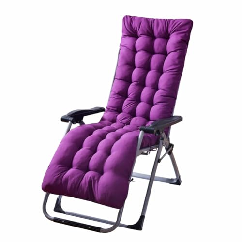 Patio Chaise Lounger Cushion， Rocking Chair Sofa Cushion with 6 Ties， Thick Padded Swing Bench Cushion， Zero Gravity Chair Cushion61x19x3in (Purple) - color: Purple