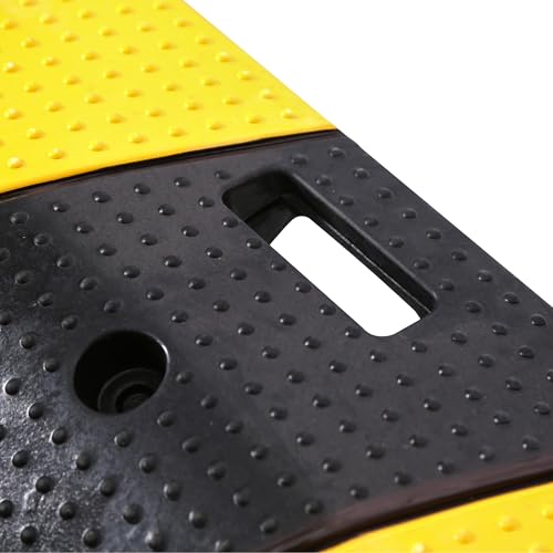 Speed Bumps for Asphalt Fold Rubber Speed Humps with Yellow Targets for Gravel Driveway Concrete Road, 1 Pack - color: Black and Yellow