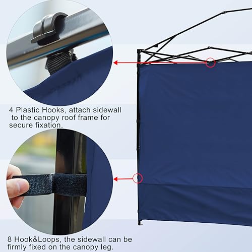 Canopy Sunwall Sidewall Gazebos Tent Waterproof for 10x10ft Pop up Canopy Straight Leg Gazebos Outdoor Instant Canopies 1 Pcs Navy Blue Canopy Sidewall Only - color: Navy Blue, size: 10x10(1pcs)