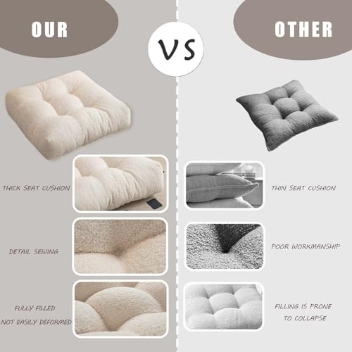 Large Floor Pillows for Adults Set of 2, Thick Meditation Pillows for Floor Seating, Square Seat Cushions for Picnic Party Home Decor, Brown 18x18 in - color: Brown