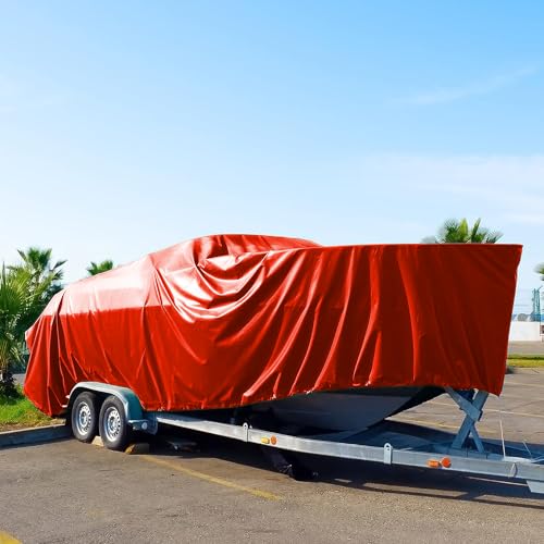 15x15 Extra Heavy Duty RED Tarp 3 Ply Reinforced Canopy 6 oz 12 Mil Canopy Tarp (Finished Size 14'.6 x 14'.6) - size: 15x15