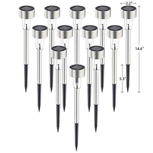 GIGALUMI Solar Pathway Lights, Stainless Steel IP44 Waterproof Auto On/Off Outdoor LED Solar Landscape Lights for Garden, Yard, Patio, Path and Walkway(12 Pack, Warm White) - color: Warm White, size: 12 PACK