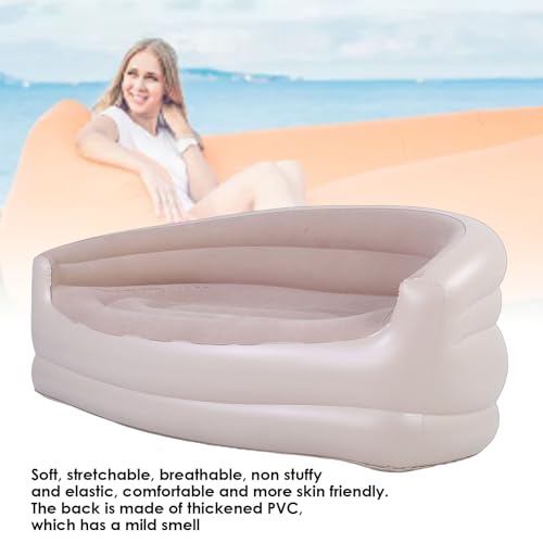 Pissente Inflatable Flocking Sofa Lounger with Built in Pump, Twin Double Size Blow Up Couch for Camping, Patio, 330lb Weight Capacity, Quick Set Up, Indoor & Outdoor