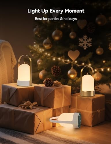 Tubicen Rechargeable Table Lamp Portable 4000mAh Battery Operated Lamp Camping Lantern 4-Level Touch Dimmable Cordless LED Table Night Lamp for Bedroom Dining Room Kitchen Balcony Restaurant - color: White