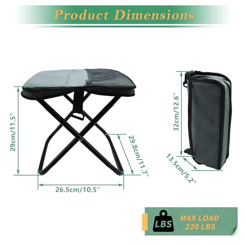 YANYUCB Portable Folding Chair,Ultralight Collapsible Stool,Camping Chair,Handbag Style Pocket Foldable Stool for Camping Travel Fishing Hiking and Outdoor Activities(Grey) - color: Grey