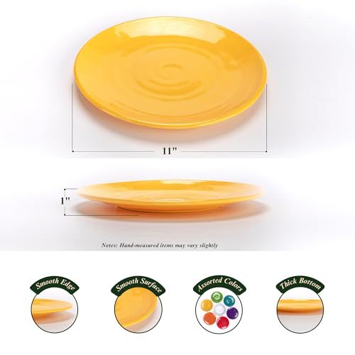 11-Inch Melamine Plates (Set of 6) - Unbreakable and Reusable Plastic Dinnerware with Ceramic Feel, Stackable and Dishwasher-Safe - Versatile for All Meals (Multicolor) - color: Multicolor