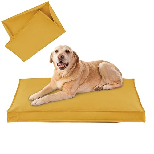 Dog Bed Covers Replacement Washable, Waterproof Dog Bed Cover with Zipper, 44Lx32Wx3H inch Durable Oxford Pet Bed Cover for Outdoor/Indoor Use, Cover Only, Yellow - color: Yellow, size: 44*32*3 inch