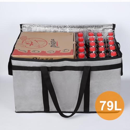 Bodaon Insulated Bags for Delivery, Insulated Food Delivery Bag, XXX-Large Insulated Pizza Delivery Bags, Commercial Catering Bag, Food Warmer Hot Bag, Rideshare Driver Essentials, Gray, 1-Pack - color: Grey