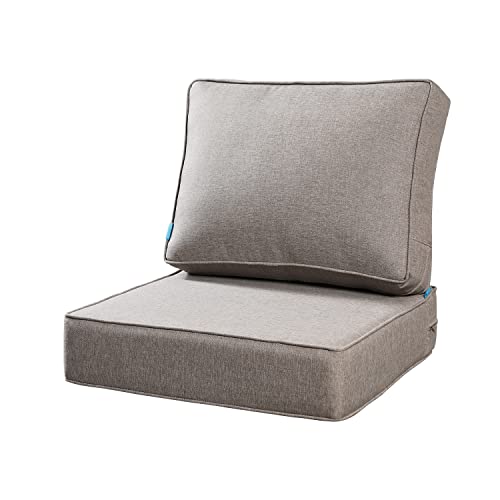ARTPLAN Deep Seat Outdoor Patio Chair Cushions,2-Piece Seat and Back Cushion Set 24x24x6 and 18x24 Inches,Square, Khaki - color: Khaki
