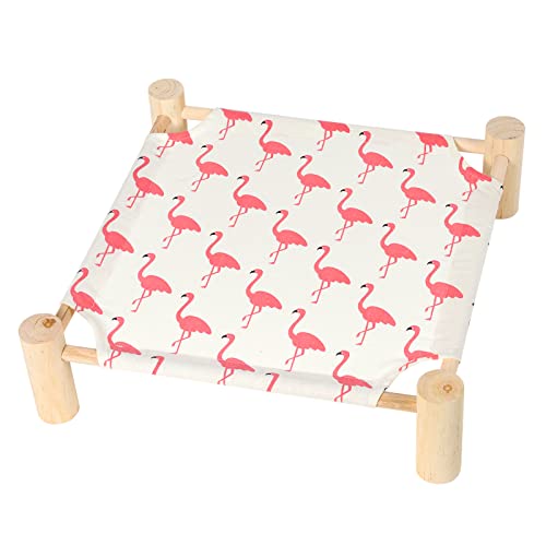 Patas Lague Cat and Dog Hammock Bed for Small Dogs, Brethable Wooden Cat Pet Rabbit Elevated Cooling Outdoor Bed Cots Furniture for Summer Flamingo - color: Flamingo