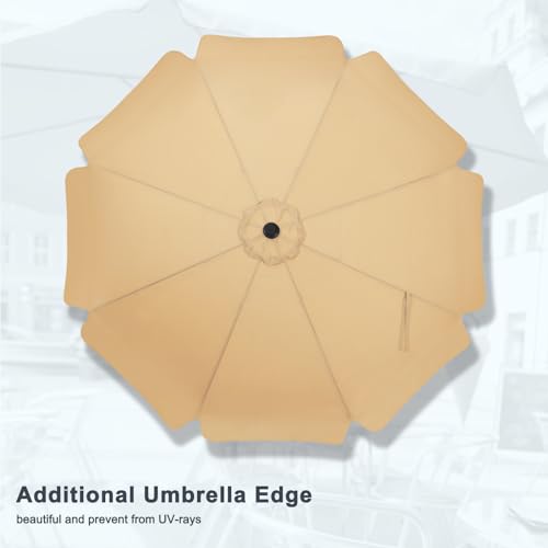 MASTERCANOPY Valance Patio Umbrella for Outdoor Table Market -8 Ribs (9ft, Khaki) - color: Khaki, size: 9FT
