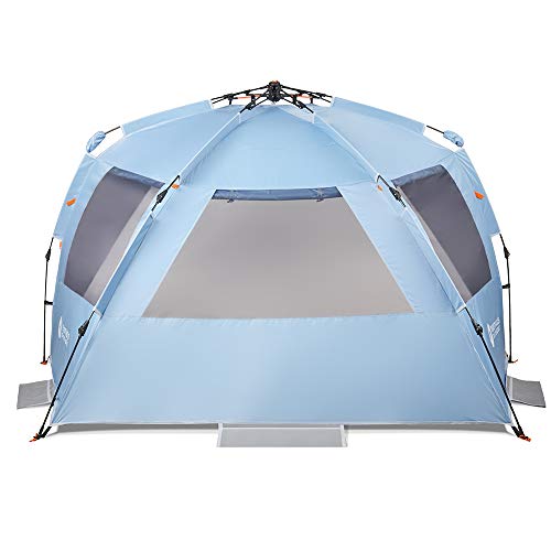 Easthills Outdoors Instant Shader Dark Shelter XL Beach Tent 99" Wide for 4-6 Person Sun Shelter UPF 50+ with Extended Zippered Porch Sky Blue - color: Dark Shelter - Sky Blue
