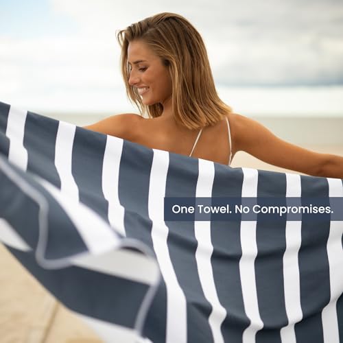 SummerSand Microfiber Beach Towel Extra Large (79 x 39.5 in) - Quick Dry, Sand Free - Compact and Lightweight for Travel - Recycled Materials - Travel Bag Incl - Oversized Pool Towel – Deep Blue - color: Deep Blue, size: 79x39.5"