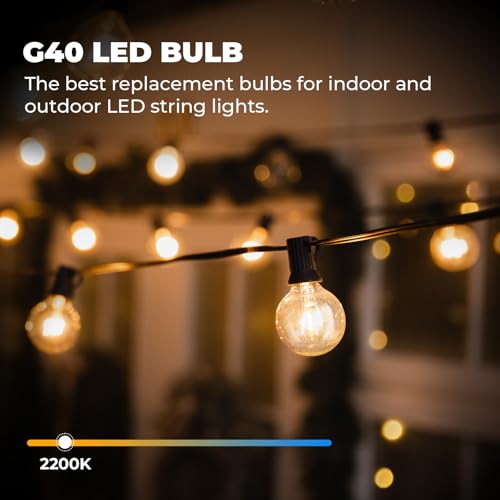 GvvooHome 70 Pack LED G40 Replacement Bulbs for String Lights, Shatterproof Plastic Globe Bulb for Indoor Outdoor Patio Decor, E12 Candelabra Socket Base, Warm White - size: 70 Pack