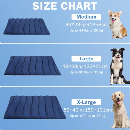 SCENEREAL Dog Cooling Mat for Crate, Thicken Self-Cooling Dog Pad Reversible (Cool & Warm), 48"x28" Pet Cool Bed for M Large XL Dogs, Kennel Sofa Mats Machine Washable, Durable Non-Toxic Gel, Outdoor - color: Navy, size: Large(48" L x 28" W x 1.0" HT)