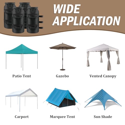 Canopy Weight Sand Bags Set of 4, Heavy Duty SandBags for Canopy Tent Legs, Pop up Tent Gazebos Weights for Outdoor Patio Umbrellas, Pergolas, Sunshades, Black - No Sand (160 LBS - Set of 4) - size: 160 LBS - Set of 4
